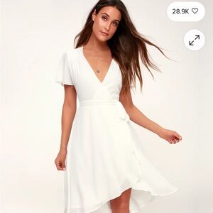 Lulu's White High Low Wrap Dress XL